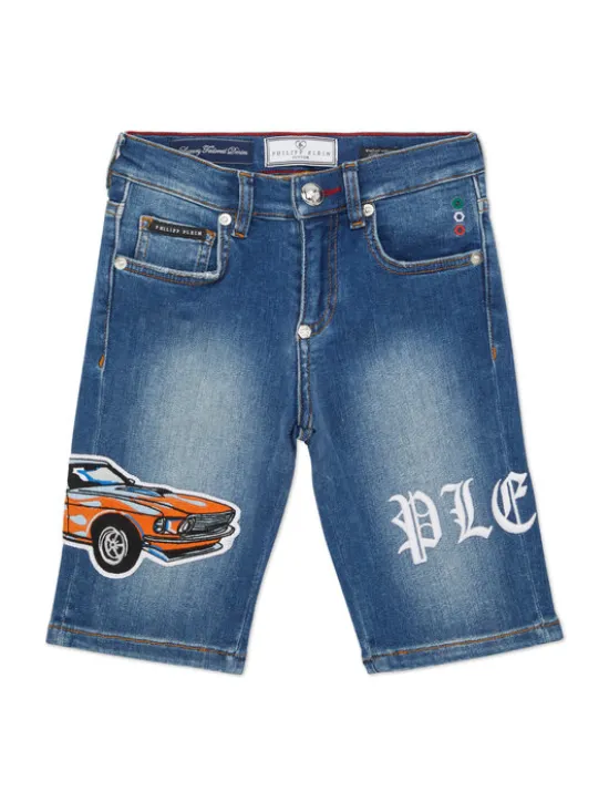 PHILIPP PLEIN Szorty jeansowe 28125 Błękitny Basic Fit