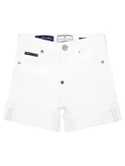 PHILIPP PLEIN Szorty jeansowe 28123 Biały Basic Fit