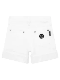PHILIPP PLEIN Szorty jeansowe 28123 Biały Basic Fit