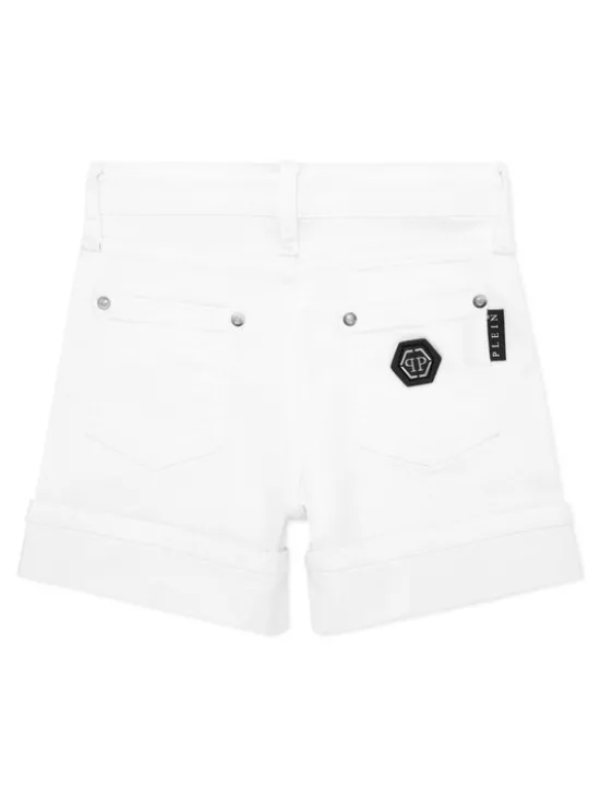 PHILIPP PLEIN Szorty jeansowe 28123 Biały Basic Fit