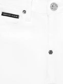 PHILIPP PLEIN Szorty jeansowe 28123 Biały Basic Fit