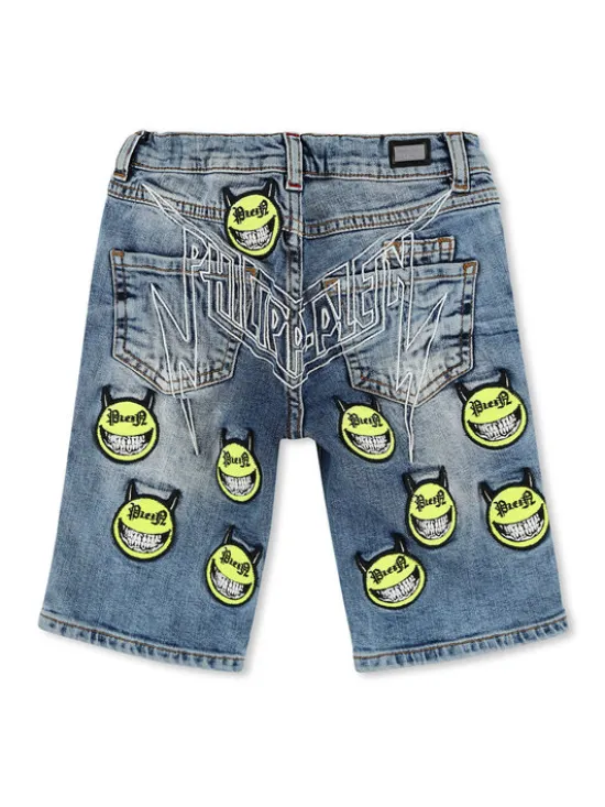 PHILIPP PLEIN Szorty jeansowe 30382 Niebieski Basic Fit