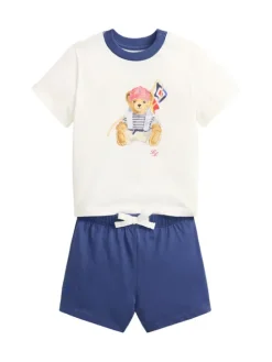 Polo Ralph Lauren Komplet t-shirt i spodenki 320B14037001 Niebieski Regular Fit