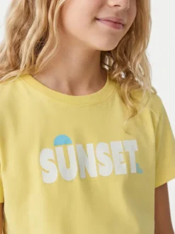 Roxy T-Shirt Orchid Art ERGZT04142 Żółty Regular Fit