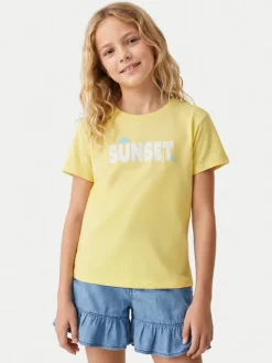 Roxy T-Shirt Orchid Art ERGZT04142 Żółty Regular Fit