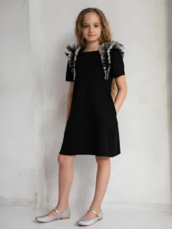 SLY Sukienka elegancka 4W-06 Czarny Comfortable Fit