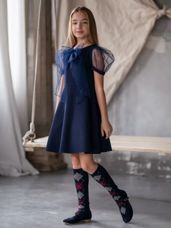 SLY Sukienka 3S-203B Granatowy Comfortable Fit
