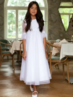 SLY Sukienka 4SM-02A Biały Comfortable Fit