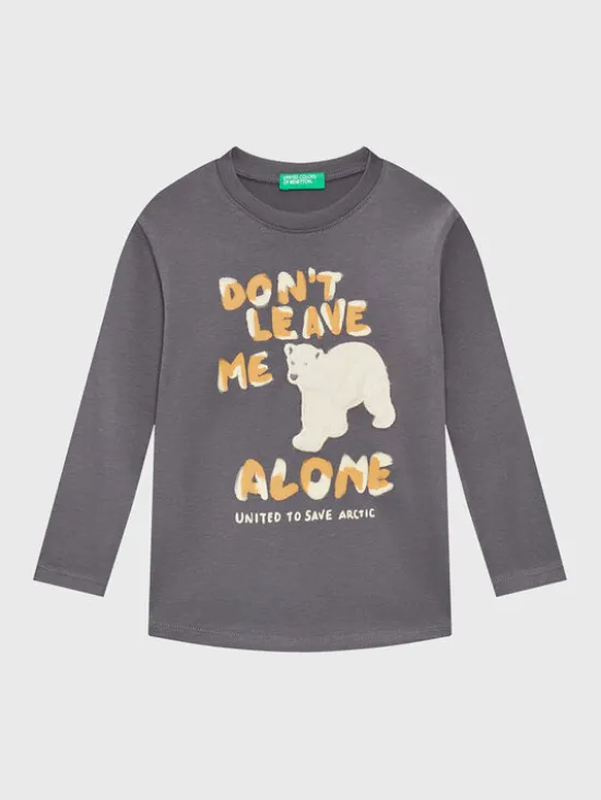 United Colors Of Benetton Bluzka 3YN4G106D Szary Regular Fit