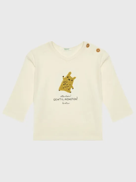 United Colors Of Benetton Bluzka 3ATNA101R Beżowy Regular Fit