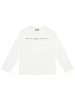 United Colors Of Benetton Bluzka 3I1XC10Q3 Biały Regular Fit