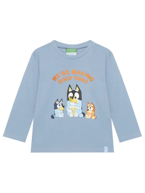 United Colors Of Benetton Bluzka 3I1XG10KH Błękitny Regular Fit