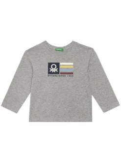 United Colors Of Benetton Bluzka 3I1XG10JZ Szary Regular Fit