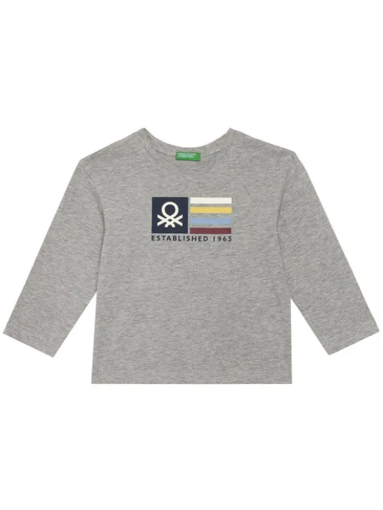 United Colors Of Benetton Bluzka 3I1XG10JZ Szary Regular Fit