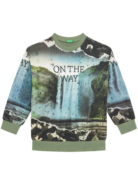 United Colors Of Benetton Bluza 3WECC10PR Zielony Oversize