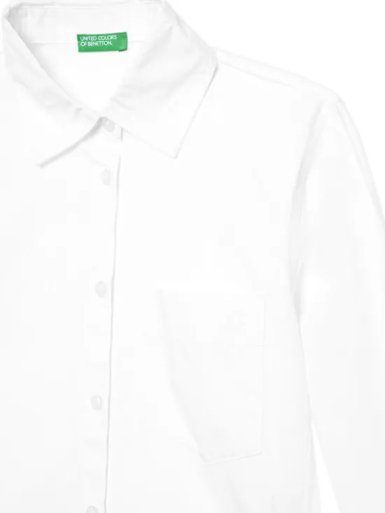 United Colors Of Benetton Koszula 5EW7CQ044 Biały Oversize