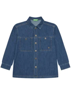 United Colors Of Benetton Koszula jeansowa 5AD6CQ04C Niebieski Oversize