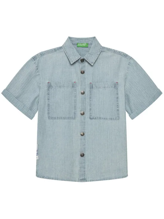 United Colors Of Benetton Koszula 53Z9CQ046 Niebieski Regular Fit
